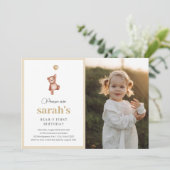 Teddy Bear First Birthday Party With Photo 招待状 (スタンド正面)