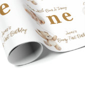 Teddy Bear First Birthday Wrapping Paper ラッピングペーパー (ロールコーナー)