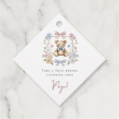 Teddy Bear Floral Wreath Baby Shower drinks フェイバータグ (正面)