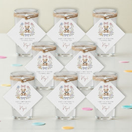 Teddy Bear Floral Wreath Baby Shower drinks フェイバータグ