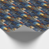 Teddy Bear Flying In a Rocket Ship ラッピングペーパー (角)