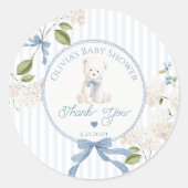 Teddy Bear French Nursery Baby shower Thank you ラウンドシール (正面)