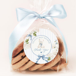 Teddy Bear French Nursery Baby shower Thank you ラウンドシール