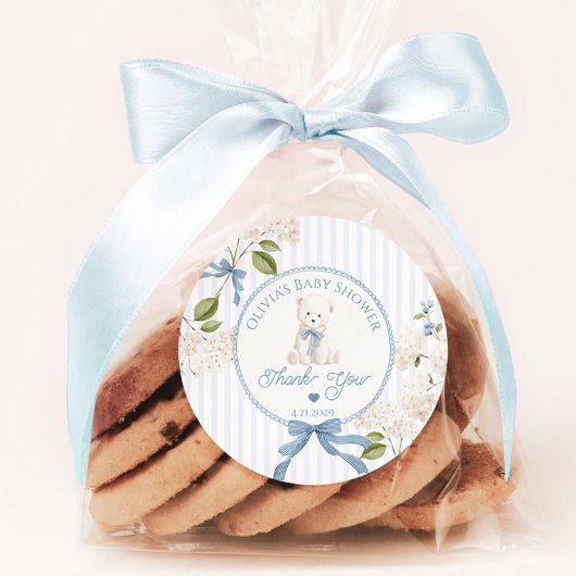 Teddy Bear French Nursery Baby shower Thank you ラウンドシール