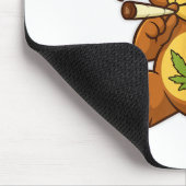 Teddy Bear Funny Weed Smoking Bear With Joint Leaf マウスパッド (コーナー)