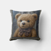 Teddy Bear Gazing Out of a Rainy Window クッション (裏面)