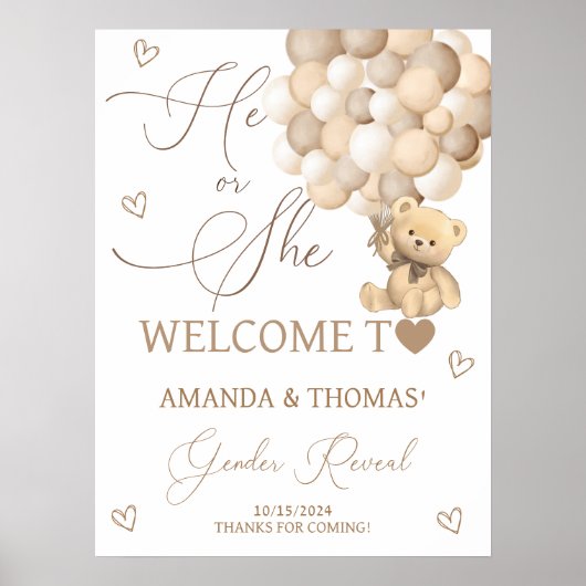 Teddy Bear Genderが中立ウェルカムサインを明らかにする ポスター (正面)