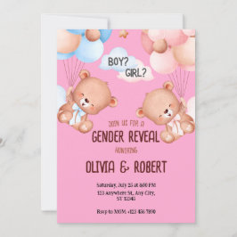 Teddy Bear Genderが招待状バルーンを表示 招待状