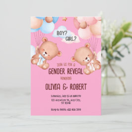 Teddy Bear Genderが招待状バルーンを表示 招待状