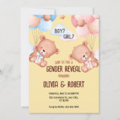 Teddy Bear Genderが招待状バルーンを表示 招待状 (正面)