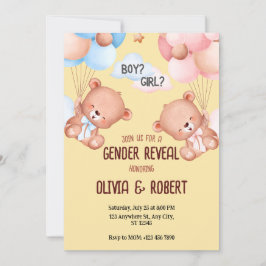 Teddy Bear Genderが招待状バルーンを表示 招待状