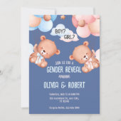 Teddy Bear Genderが招待状バルーンを表示 招待状 (正面)