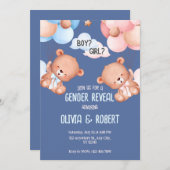 Teddy Bear Genderが招待状バルーンを表示 招待状 (正面/裏面)