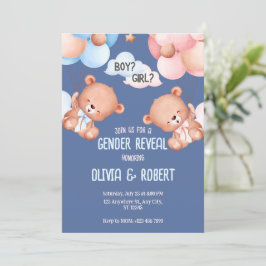 Teddy Bear Genderが招待状バルーンを表示 招待状