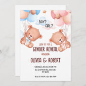 Teddy Bear Genderが招待状バルーンを表示 招待状 (正面/裏面)