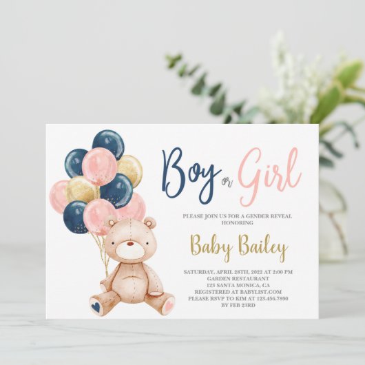 Teddy Bear Genderの表示 招待状 (スタンド正面)