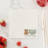 Teddy Bear Gender Neutral Minimalist Baby Shower スタンダードランチョンナプキン (インサイチュ)