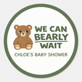 Teddy Bear Gender Neutral Minimalist Baby Shower ラウンドシール