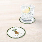 Teddy Bear Gender Neutral Minimalist Baby Shower ラウンドペーパーコースター (インサイチュ)