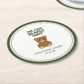 Teddy Bear Gender Neutral Minimalist Baby Shower ラウンドペーパーコースター (アングル)