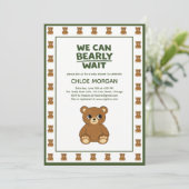 Teddy Bear Gender Neutral Minimalist Baby Shower 招待状 (スタンド正面)