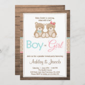 Teddy bear Gender reveal invitation Boy or Girl 招待状 (正面/裏面)