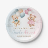 Teddy Bear Gender Reveal Plate ペーパープレート (正面)