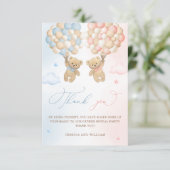 Teddy Bear Gender Reveal Thank You カード (スタンド正面)