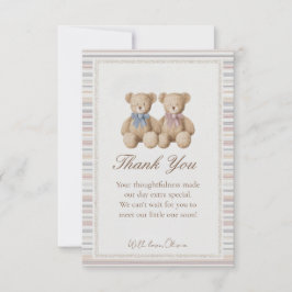 Teddy Bear Gender Reveal Thank You Card サンキューカード