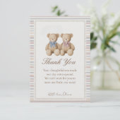 Teddy Bear Gender Reveal Thank You Card サンキューカード (スタンド正面)