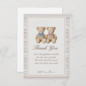 Teddy Bear Gender Reveal Thank You Card サンキューカード (正面/裏面)