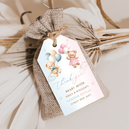 Teddy Bear Gender Reveal Thank You Gift Tags ギフトタグ