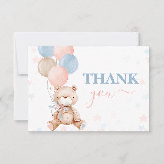 Teddy Bear gender reveal you Note Card ノートカード (正面)