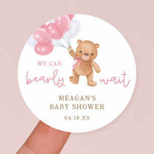 Teddy Bear Girl我々は赤ちゃんシャワーを待つことができる ラウンドシール