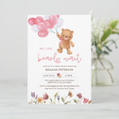 Teddy Bear Girl我々は赤ちゃんシャワーを待つことができる 招待状 (スタンド正面)