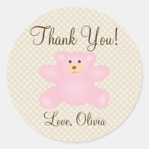 Teddy Bear Girl来 Baby Showerありがとう ラウンドシール