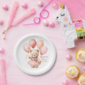 Teddy Bear Girl 1st Birthday Paper Plates  Beary  ペーパープレート (パーティー)