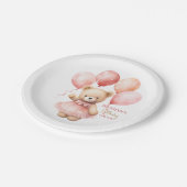 Teddy Bear Girl 1st Birthday Paper Plates  Beary  ペーパープレート (アングル)