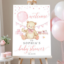 Teddy Bear Girl Baby Showerウェルカムサイン
