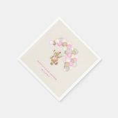 Teddy Bear Girl Baby Shower スタンダードカクテルナプキン (角)