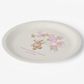 Teddy Bear Girl Baby Shower ペーパープレート (アングル)