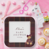 Teddy Bear Girl Baby Shower ペーパープレート (パーティー)