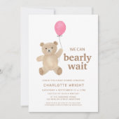Teddy Bear Girl Baby Shower 招待状 (正面)