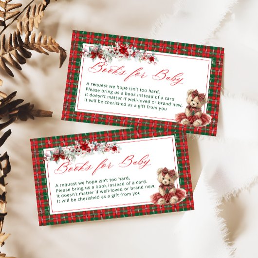 Teddy Bear Girl Baby Shower Books for Baby エンクロージャーカード