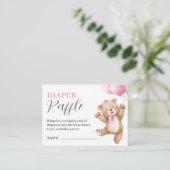 Teddy Bear Girl Baby Shower Pink Diaper Raffle エンクロージャーカード (スタンド正面)