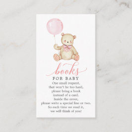 Teddy Bear Girl Book Request Baby Shower Card エンクロージャーカード