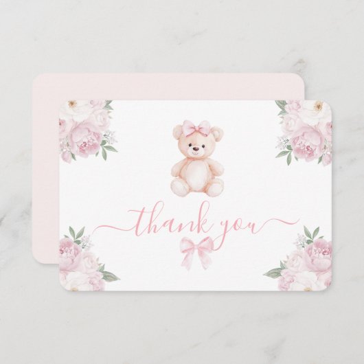 Teddy Bear Girl Thank You Card サンキューカード (正面/裏面)