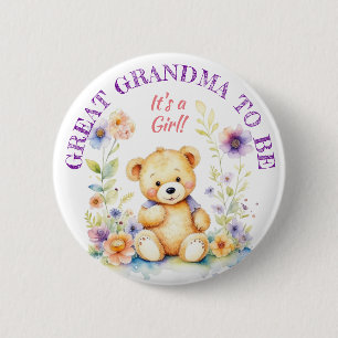 Teddy Bear Girl's Baby Showerおばあちゃん 缶バッジ