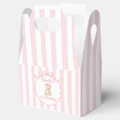 Teddy Bear Girls Pink Bow Stripes 1st Birthday フェイバーボックス (オープン)