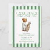 Teddy Bear Golf 1st Birthday Party Caddie Bear 招待状 (正面)